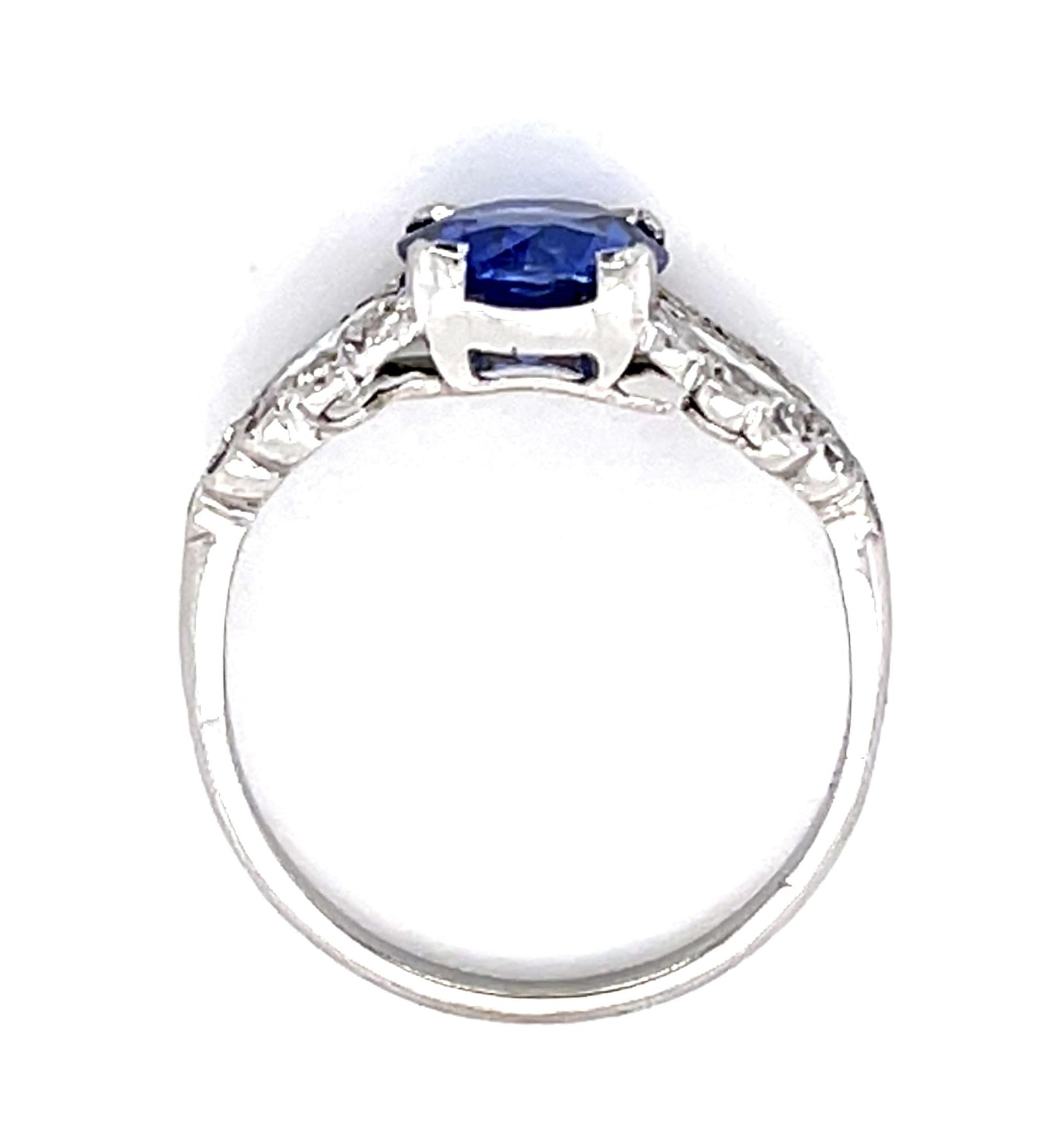 Art Deco 1.62ct Sapphire .50ct Diamond Platinum Ring (Vintage 1930s)
