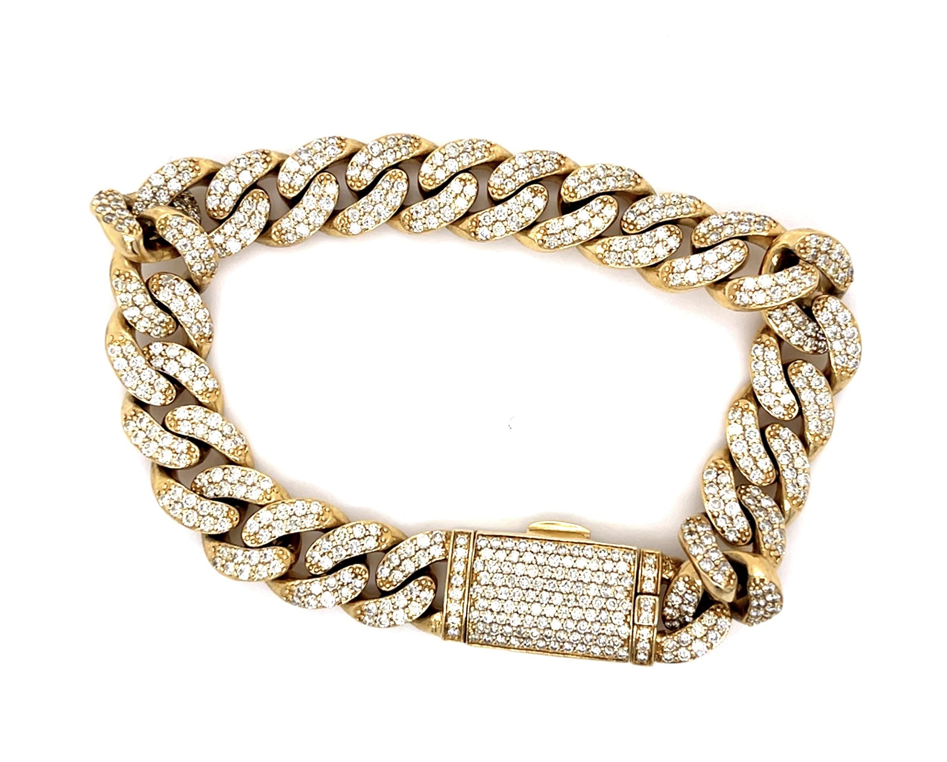 10ct (556 Diamonds) 14KY Cuban Link Bracelet 68.70g 8.75"