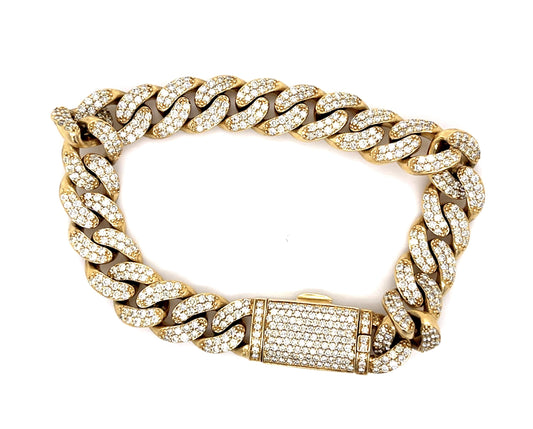 10ct (556 Diamonds) 14KY Cuban Link Bracelet 68.70g 8.75"