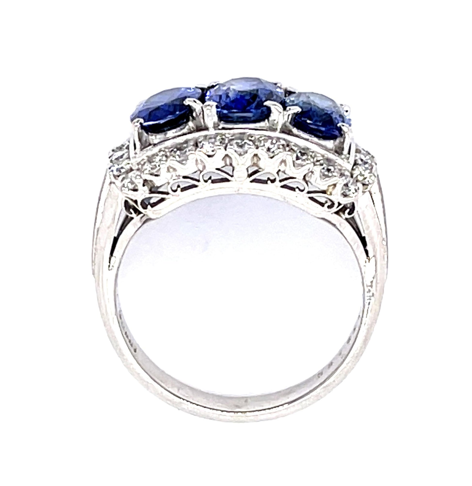1.03ct+1.31ct+.99ct (Three Sapphires) Platinum Three Stone Ring