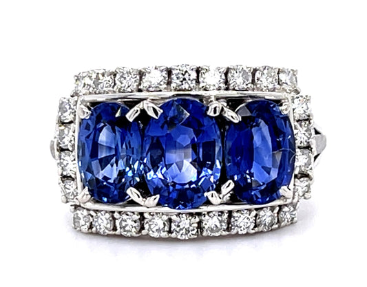 1.03ct+1.31ct+.99ct (Three Sapphires) Platinum Three Stone Ring