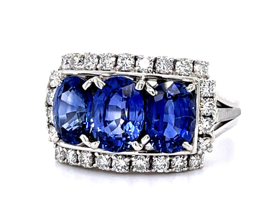 1.03ct+1.31ct+.99ct (Three Sapphires) Platinum Three Stone Ring