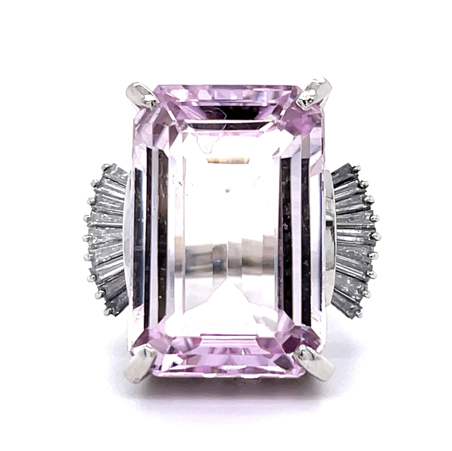 18.31ct Kunzite .69ct Diamond Platinum Ring (Vintage 1970s)