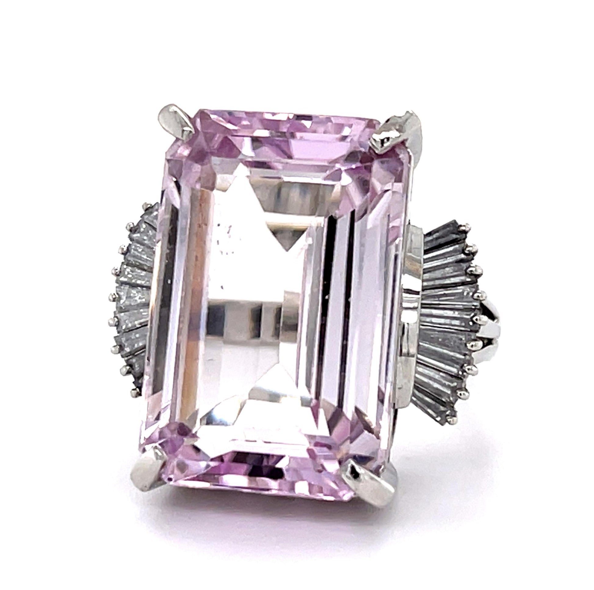 18.31ct Kunzite .69ct Diamond Platinum Ring (Vintage 1970s)