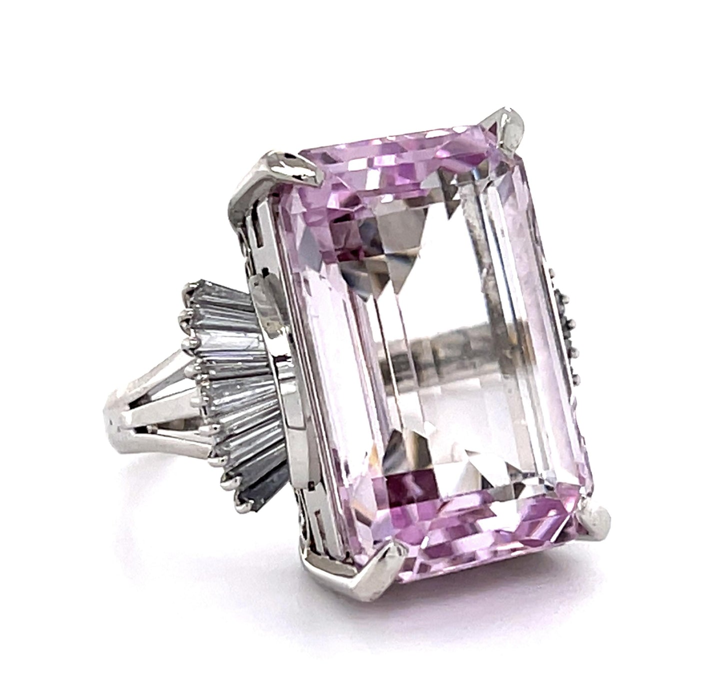 18.31ct Kunzite .69ct Diamond Platinum Ring (Vintage 1970s)