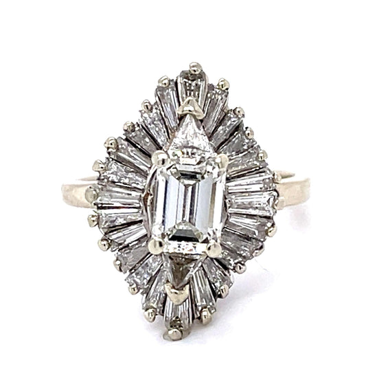 .75ct Emerald-cut Diamond 14KW Ring (Vintage 1960s) 1ct SD