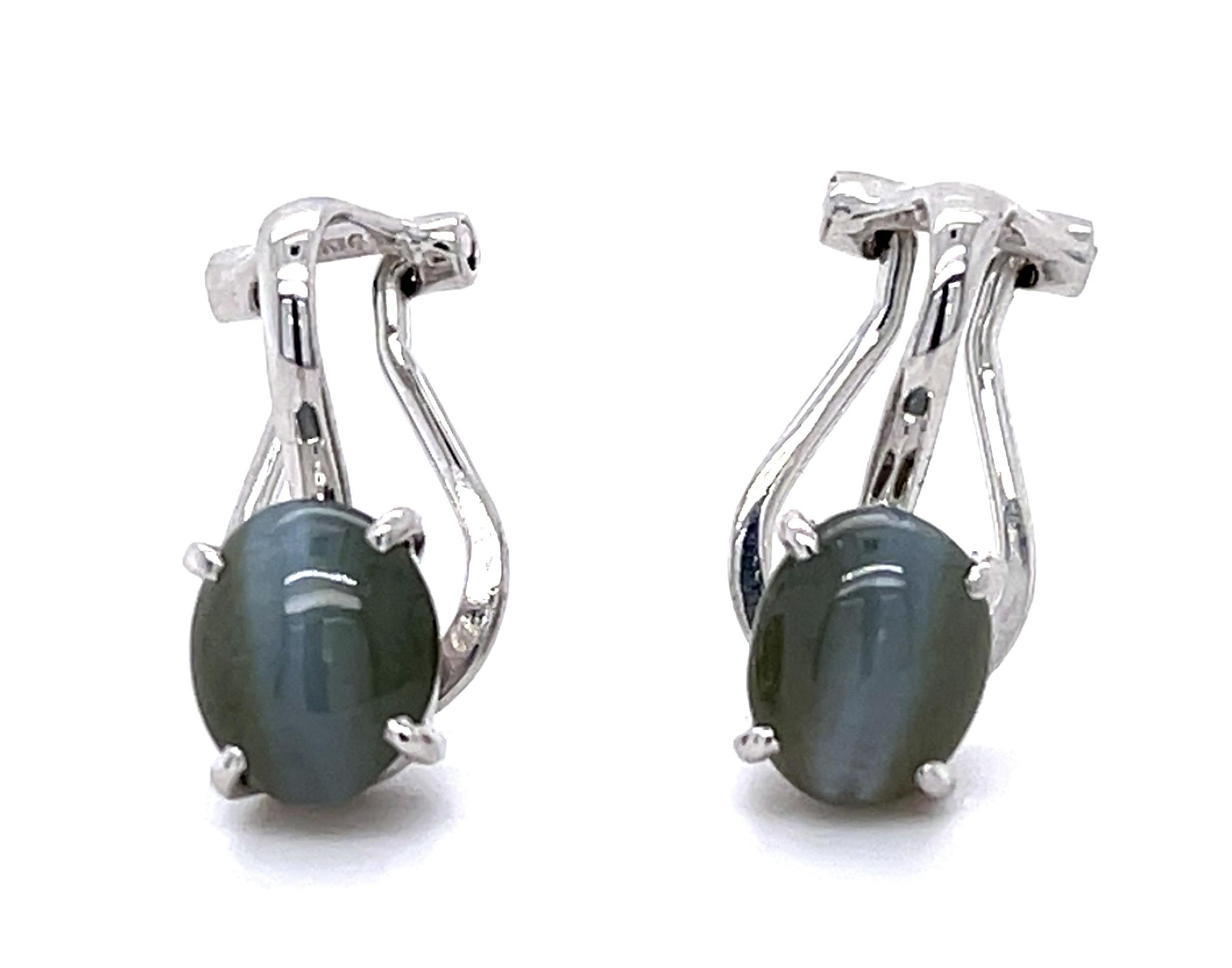 3.63ct Cats Eye Chrysoberyl Platinum+14KW Earring