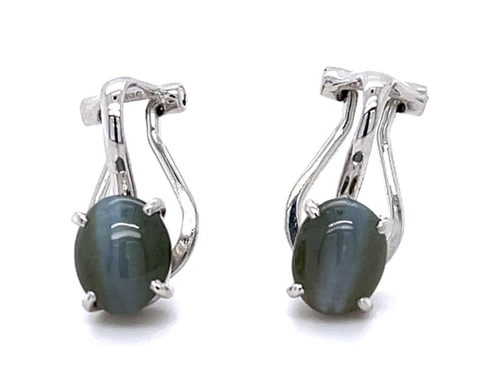 3.63ct Cats Eye Chrysoberyl Platinum+14KW Earring