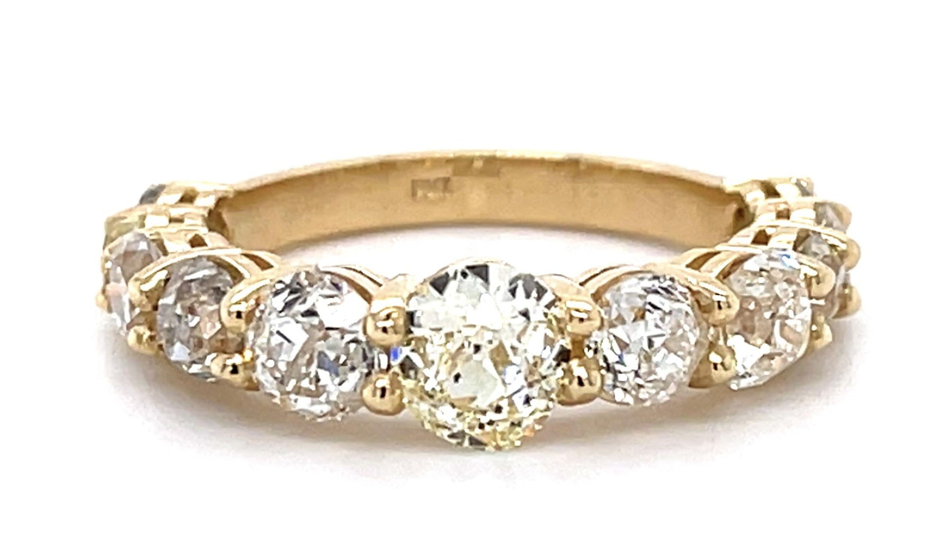 2.93ct Old European/Old Miner Diamond 14KY 3/4 Eternity Band