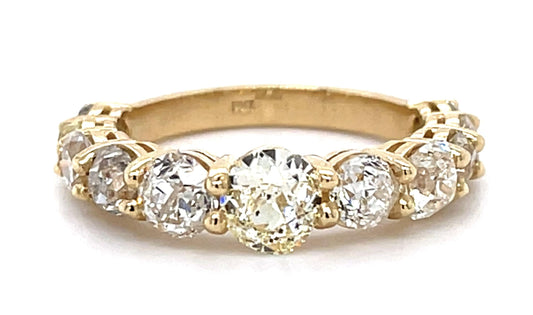 2.93ct Old European/Old Miner Diamond 14KY 3/4 Eternity Band