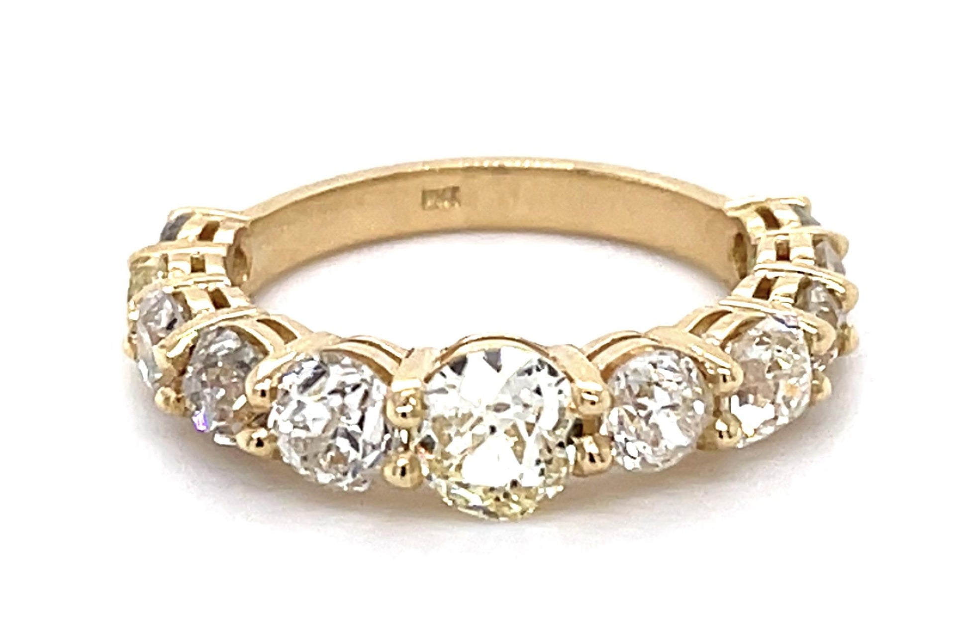 2.93ct Old European/Old Miner Diamond 14KY 3/4 Eternity Band