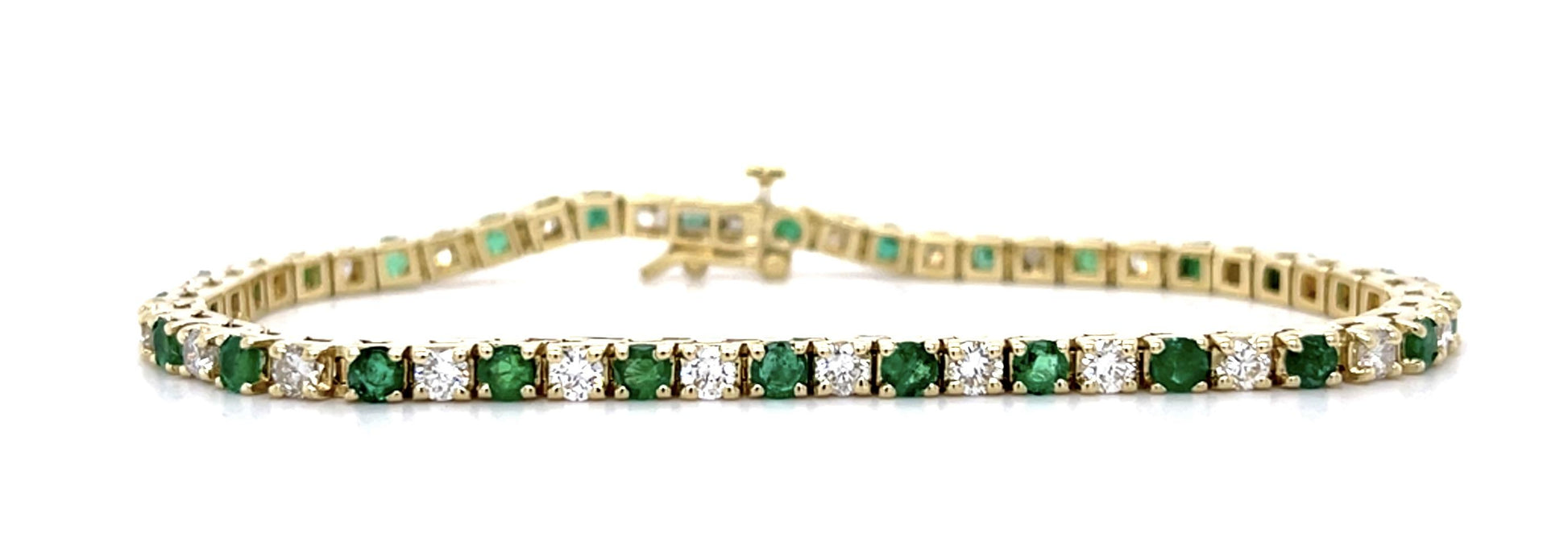 2.60ct (26 Diamonds) 3ct Emerald 14KY Tennis Bracelet