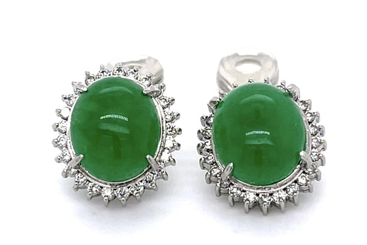 7.18ct Green Quartz .58ct Diamond Platinum Earrings 11.30g