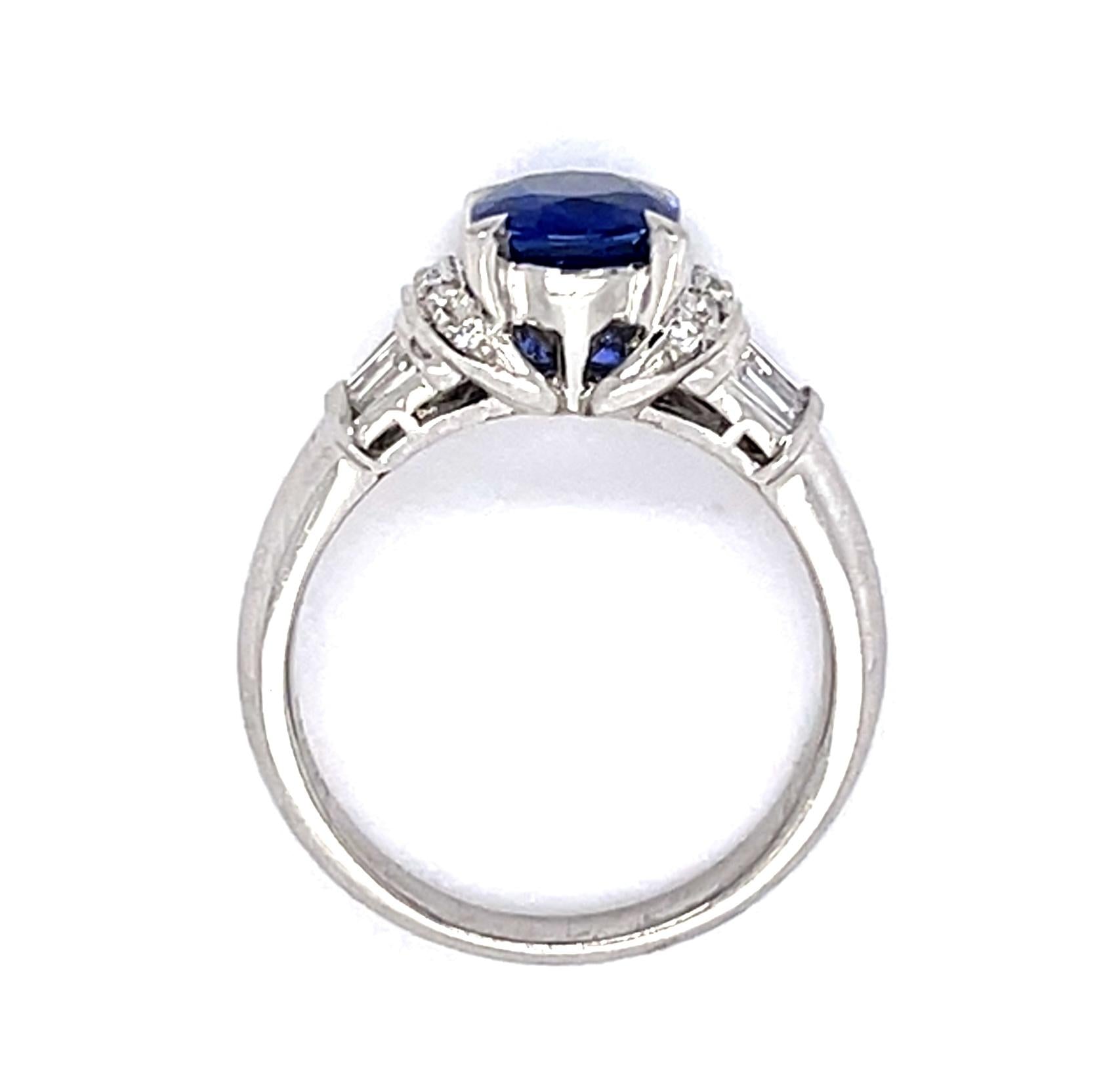 1.78ct Sapphire .35ct Diamond Platinum Ring
