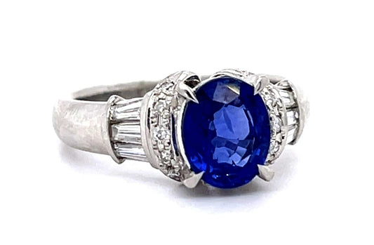 1.78ct Sapphire .35ct Diamond Platinum Ring