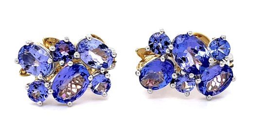 6.70ct Sapphire 18KY+Platinum Clip Earrings