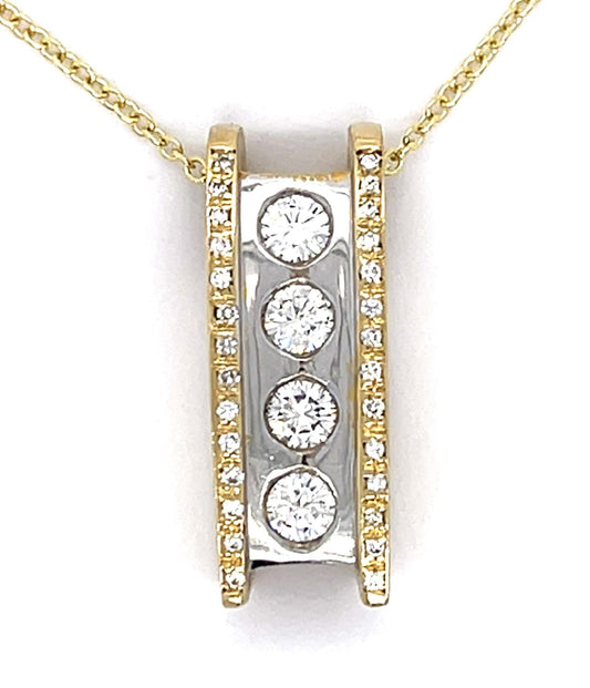 .60ct Center Diamonds 14K 2 Tone Pendant