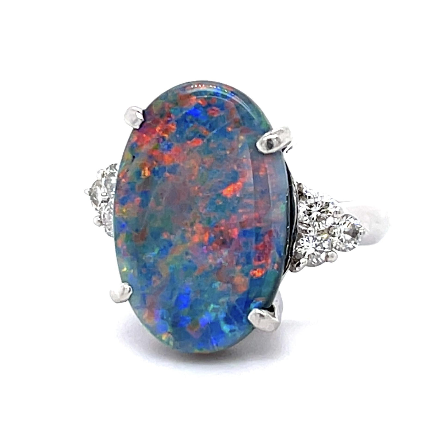 5.93ct Australian Lightning Ridge Black Opal .40ct Diamond Platinum Ring