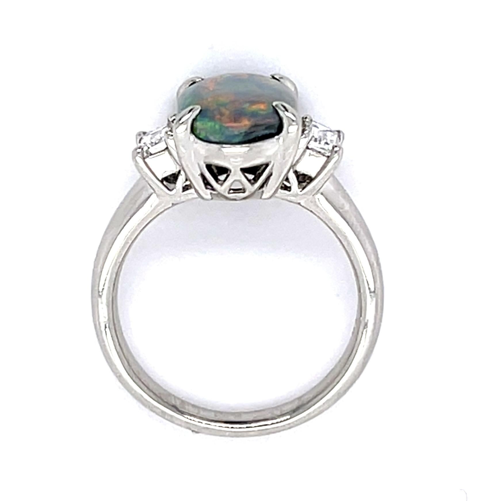 2.40ct Black Australian Opal PT Ring