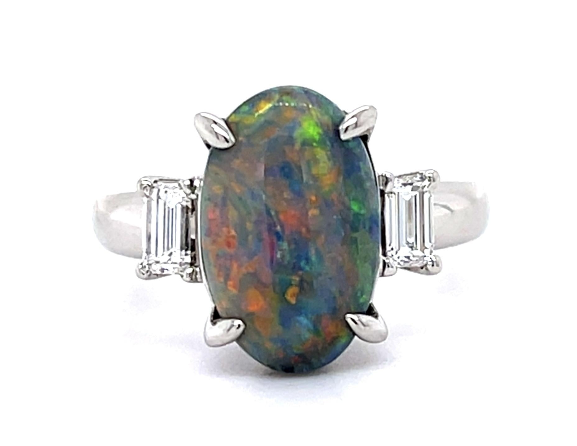2.40ct Black Australian Opal PT Ring