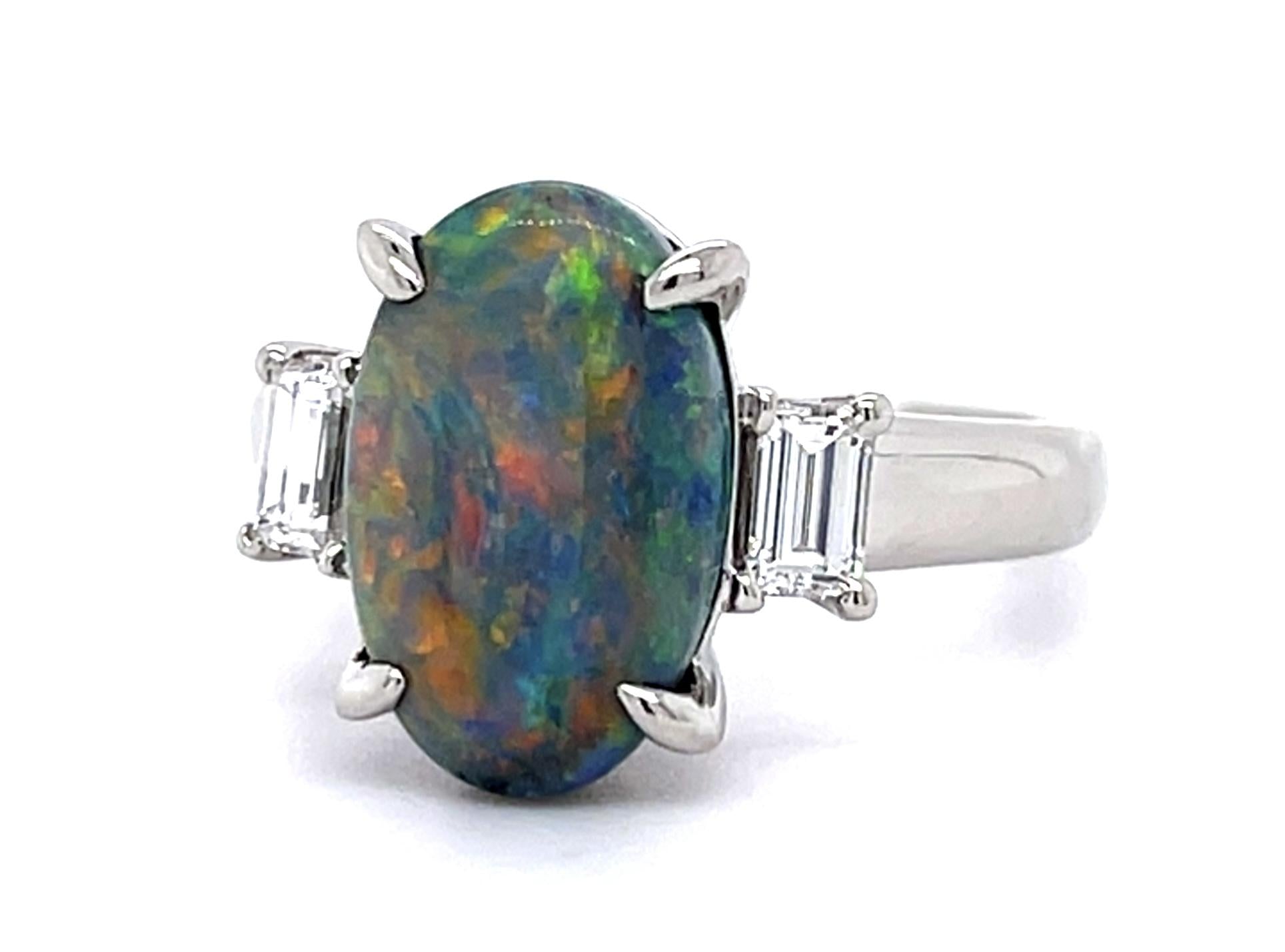 2.40ct Black Australian Opal PT Ring