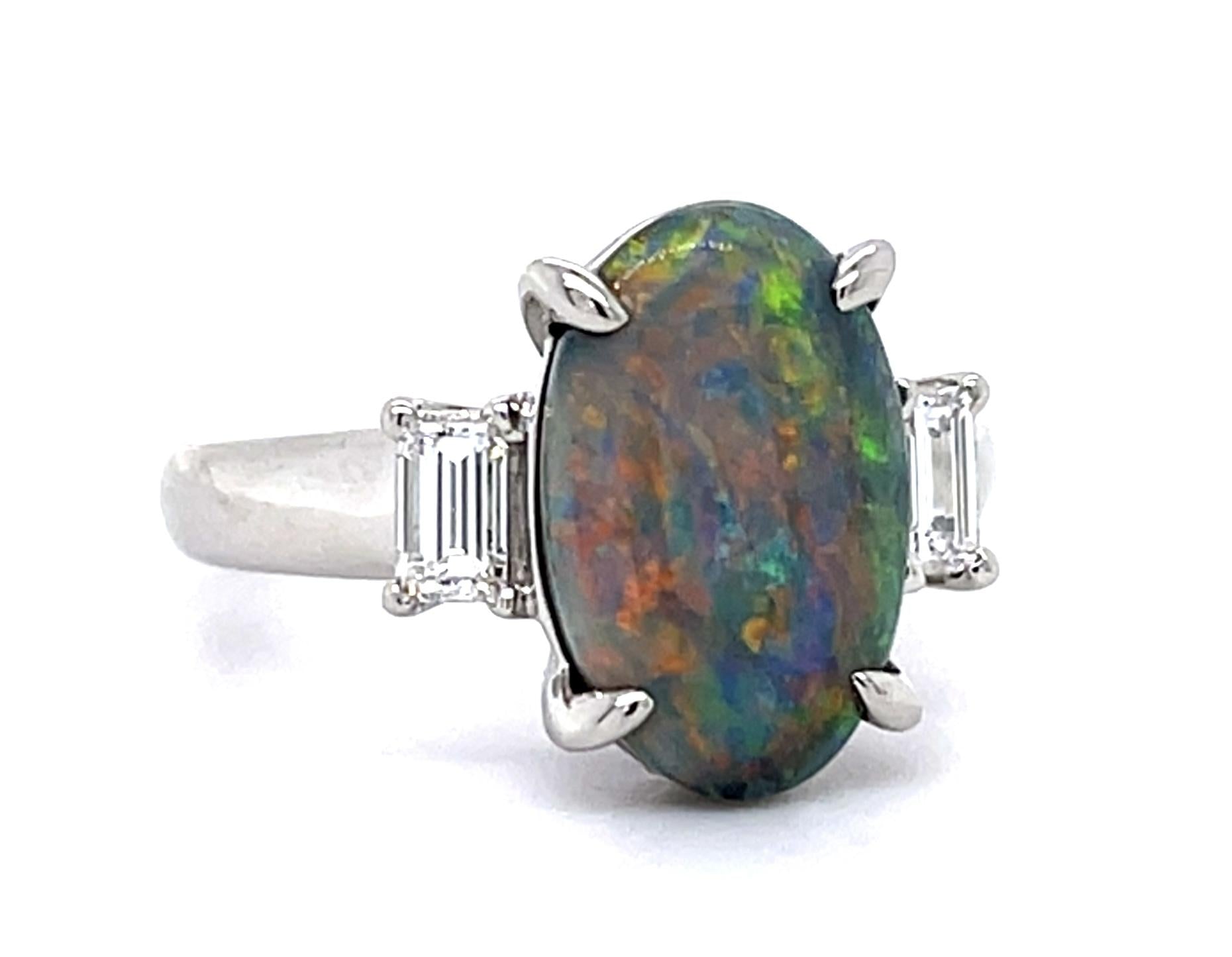 2.40ct Black Australian Opal PT Ring