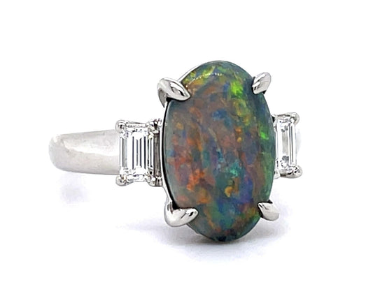 2.40ct Black Australian Opal PT Ring