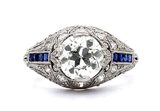1.35ct European-cut Diamond Art Deco Ring Circa 1920s Sd .42ct