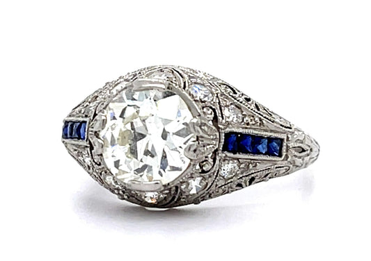 1.35ct European-cut Diamond Art Deco Ring Circa 1920s Sd .42ct