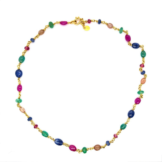 21KY 70ct Gemstone Necklace 15g 15" Length Signed Reinstein Ross