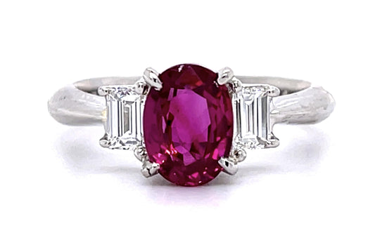 1.71ct Ruby .48ct Diamond Platinum Ring