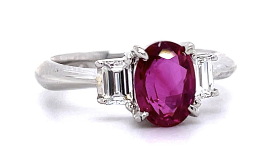 1.71ct Ruby .48ct Diamond Platinum Ring