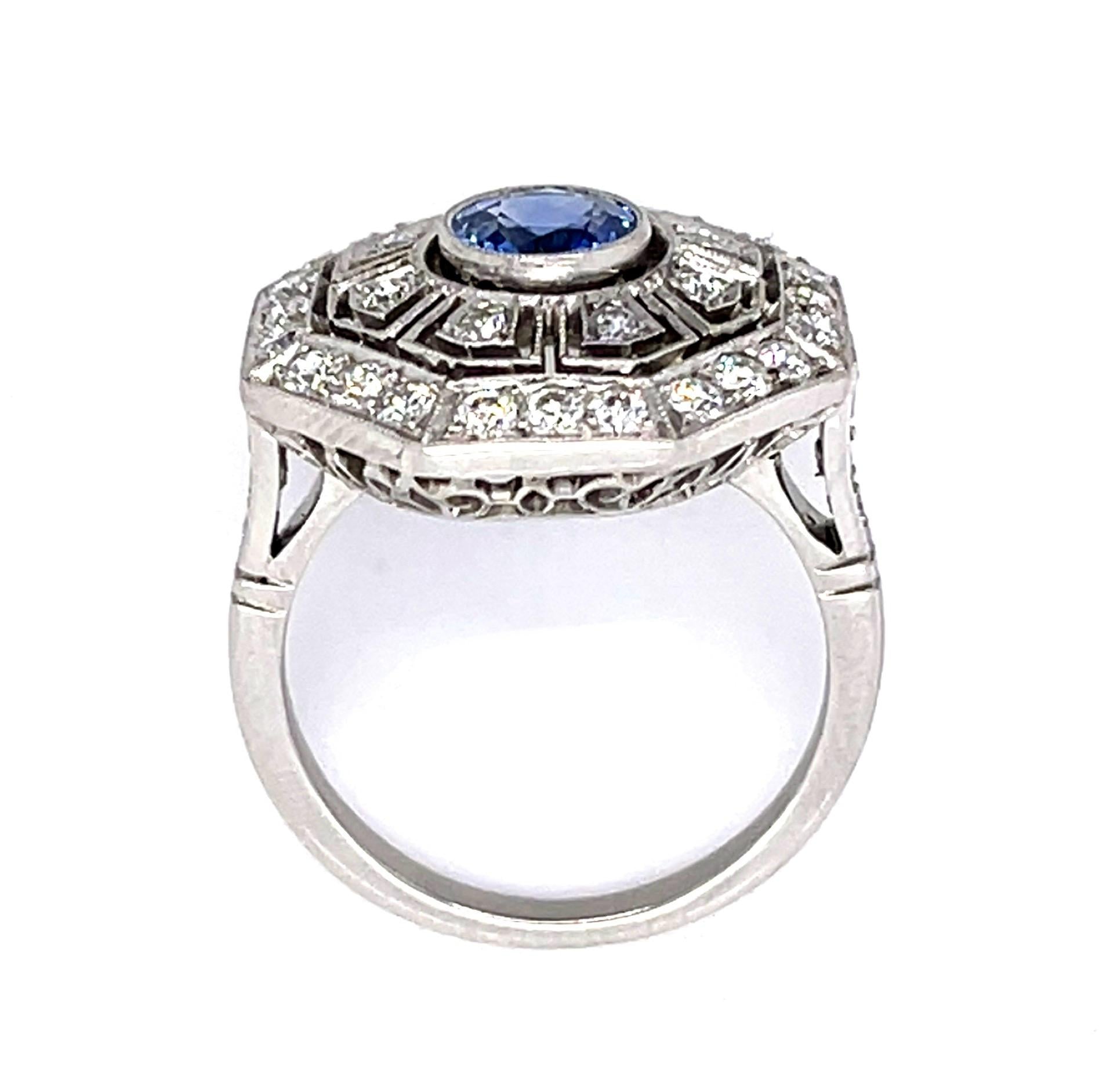 1.11ct Sapphire .85ct Diamond Platinum Handmade Ring