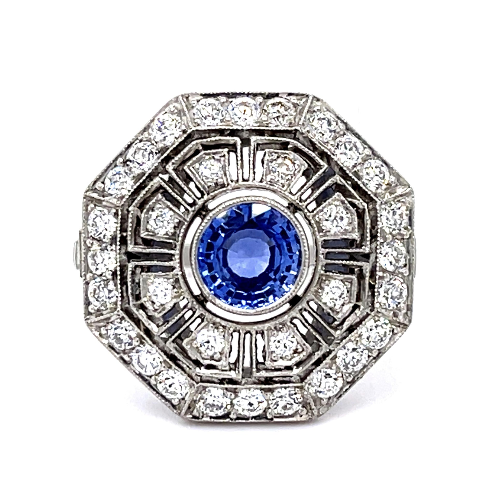 1.11ct Sapphire .85ct Diamond Platinum Handmade Ring