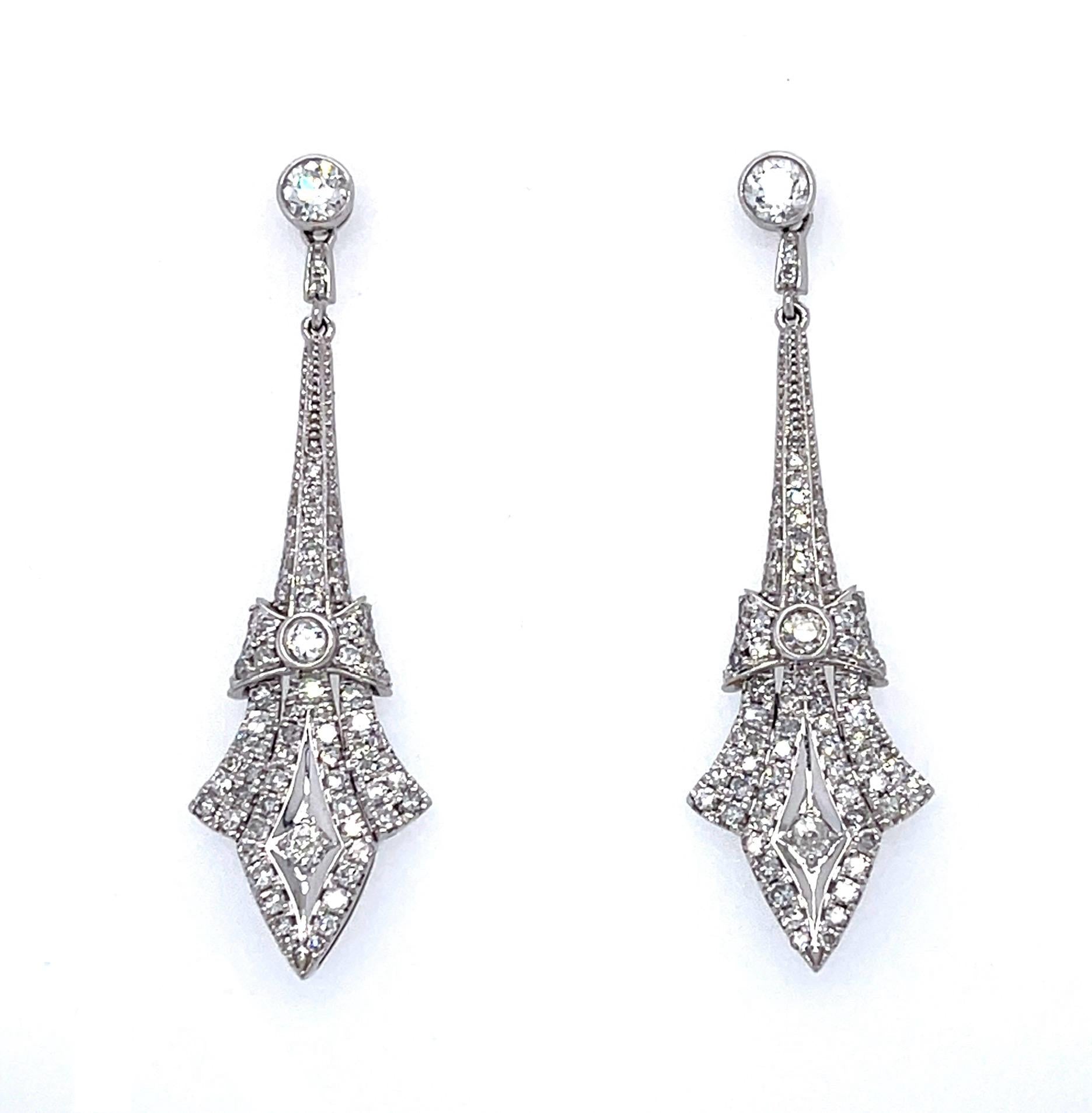1.64ct Diamond 14KW Drop Earrings