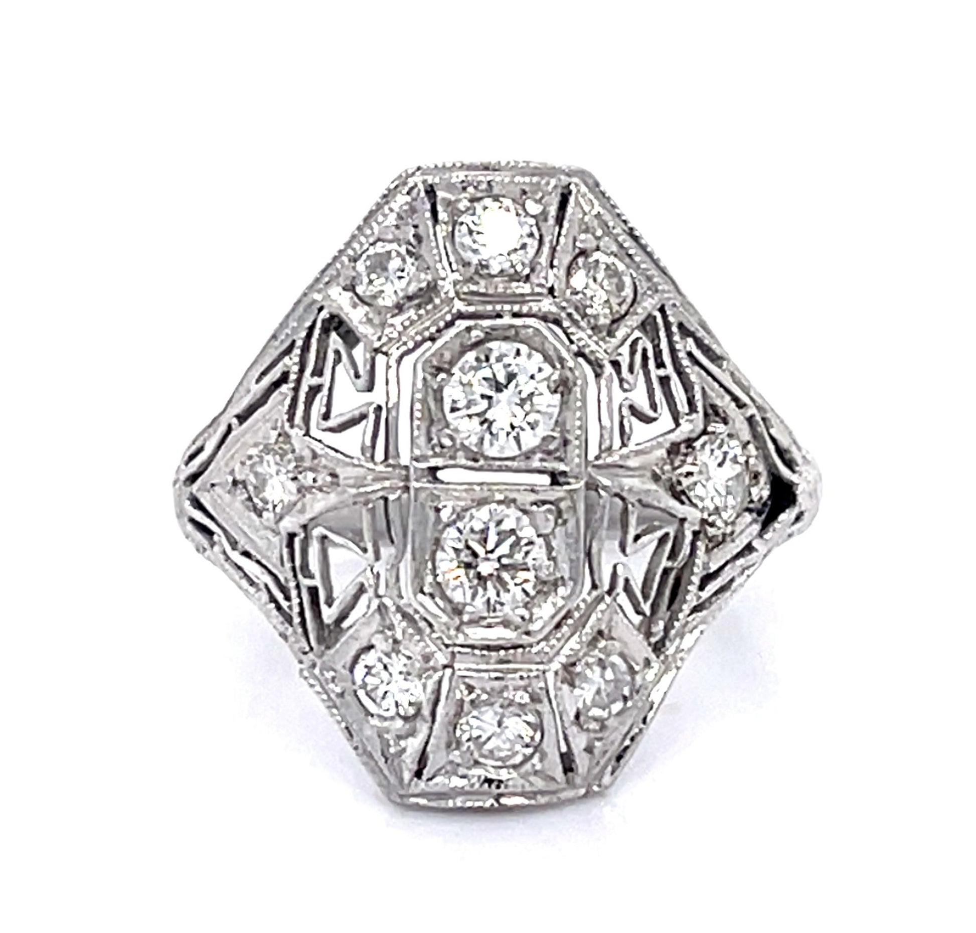 Art Deco .70ct Diamond Platinum Ring (Vintage 1930s)