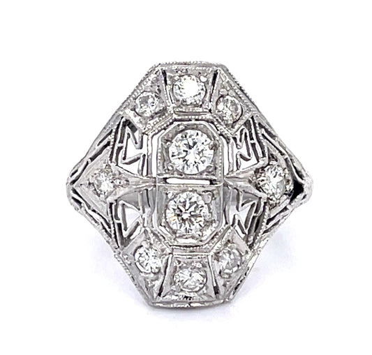 Art Deco .70ct Diamond Platinum Ring (Vintage 1930s)