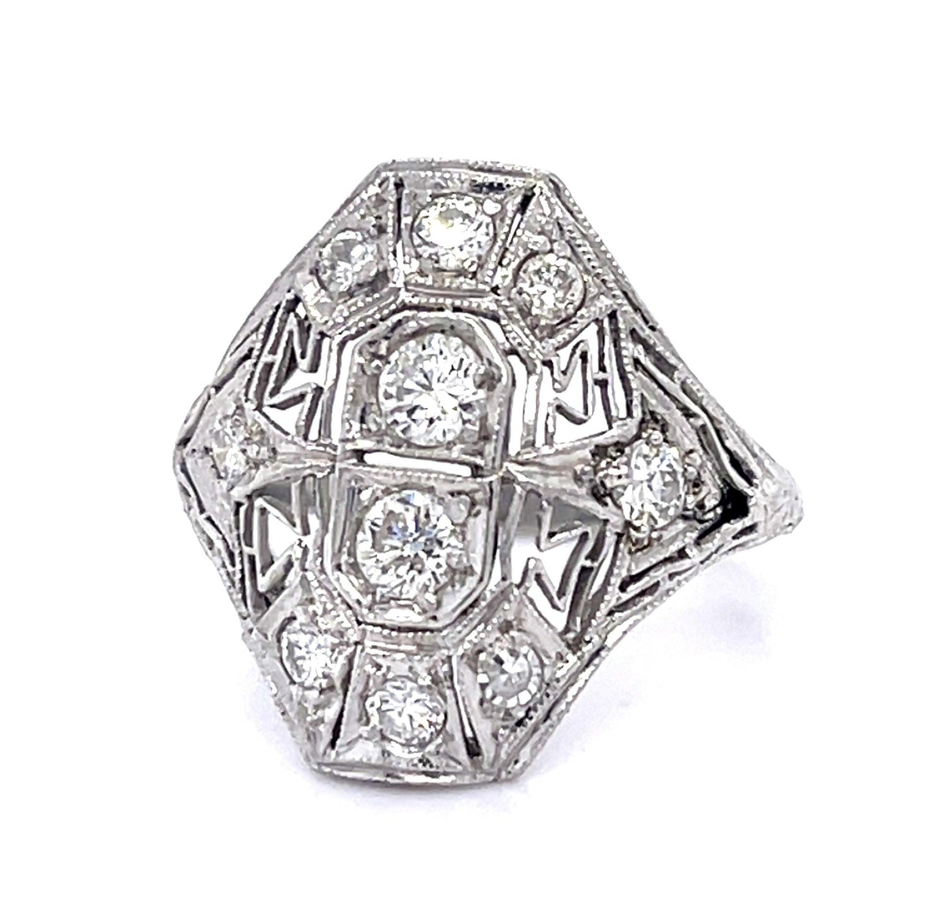 Art Deco .70ct Diamond Platinum Ring (Vintage 1930s)