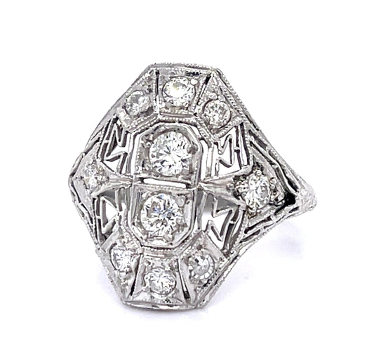 Art Deco .70ct Diamond Platinum Ring (Vintage 1930s)