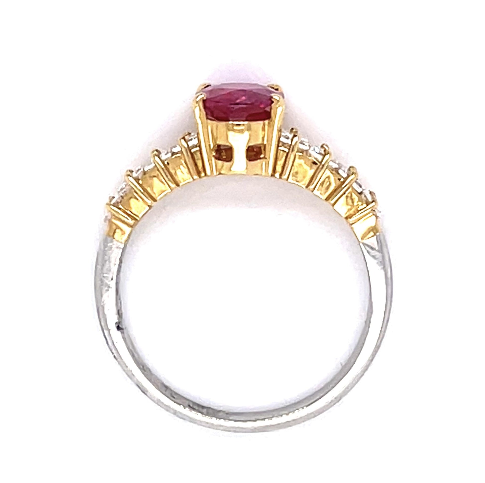 1.11ct Ruby .61ct Diamond Platinum+18KY Ring