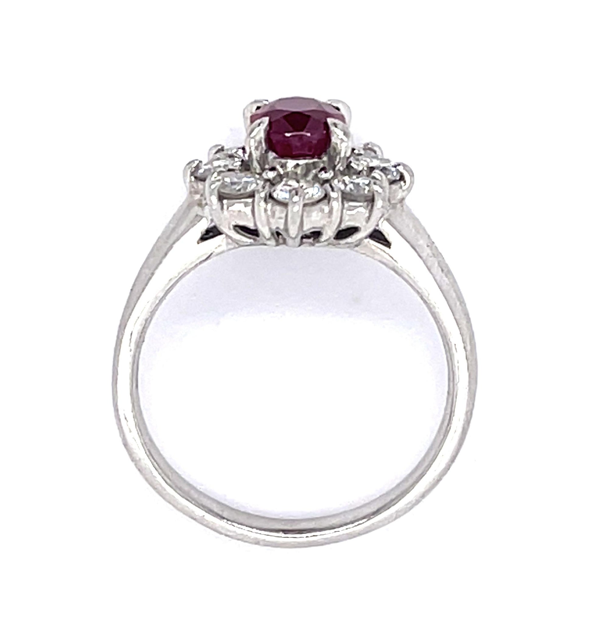 1.05ct Burma Ruby (No Cert) .66ct Diamond Platinum Ring