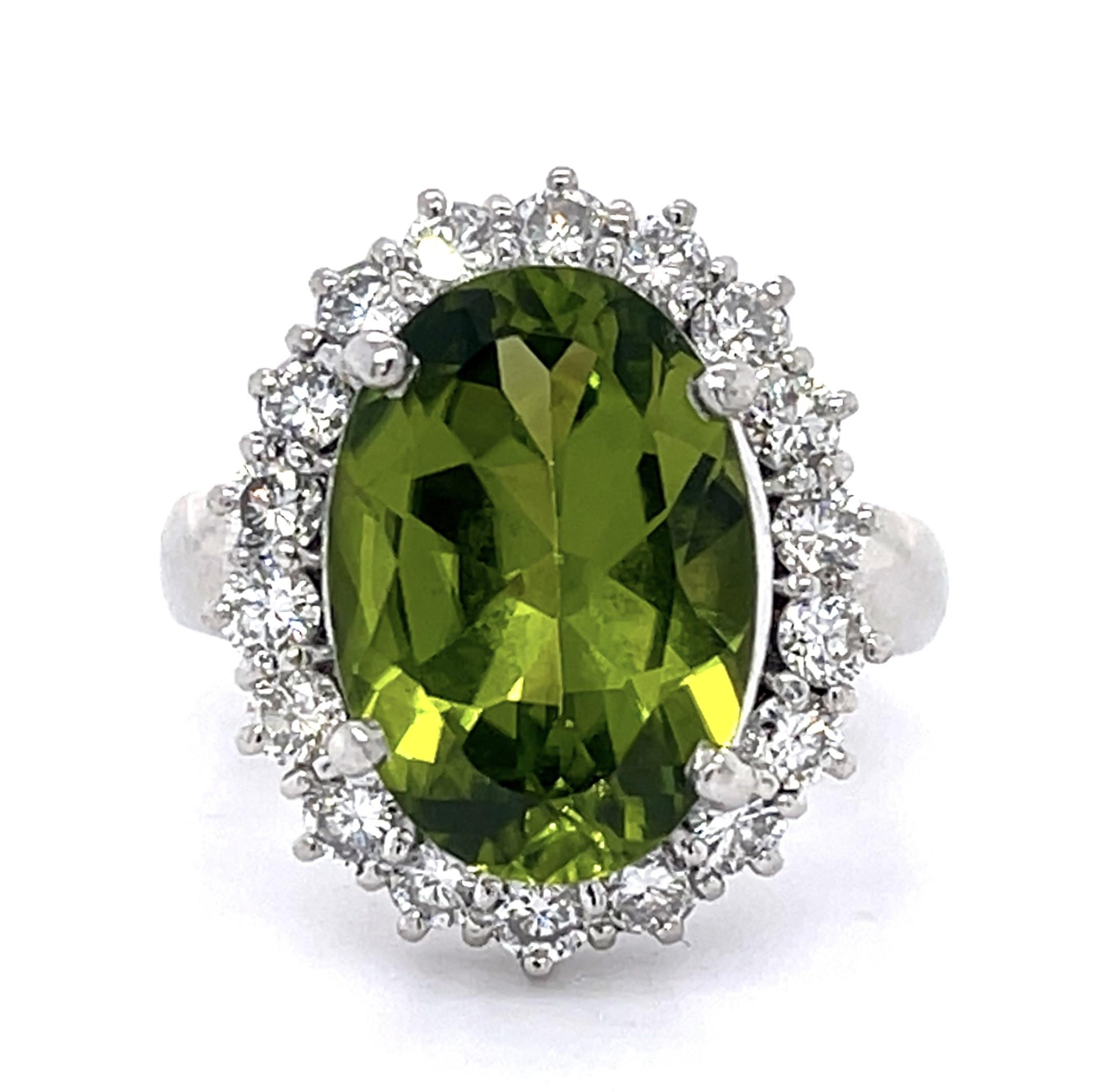 5.99ct Peridot 1.09ct Diamond Platinum Ring