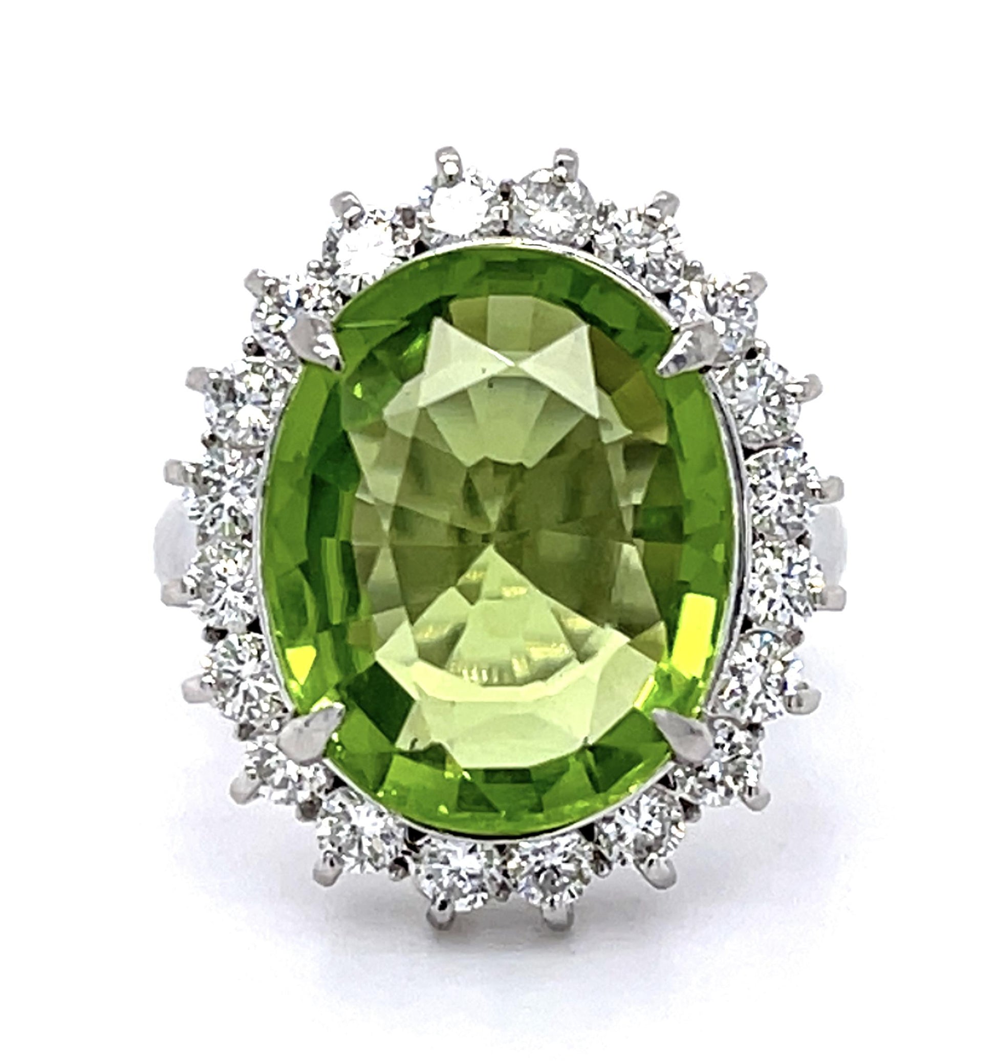8.30ct Peridot .94ct Diamond Platinum Ring