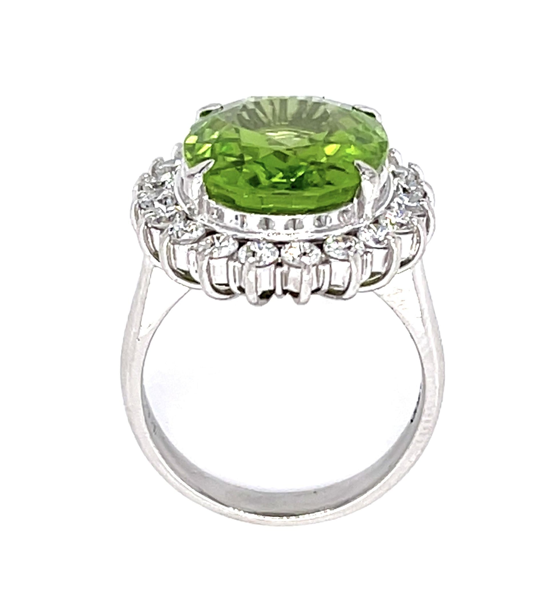 8.30ct Peridot .94ct Diamond Platinum Ring