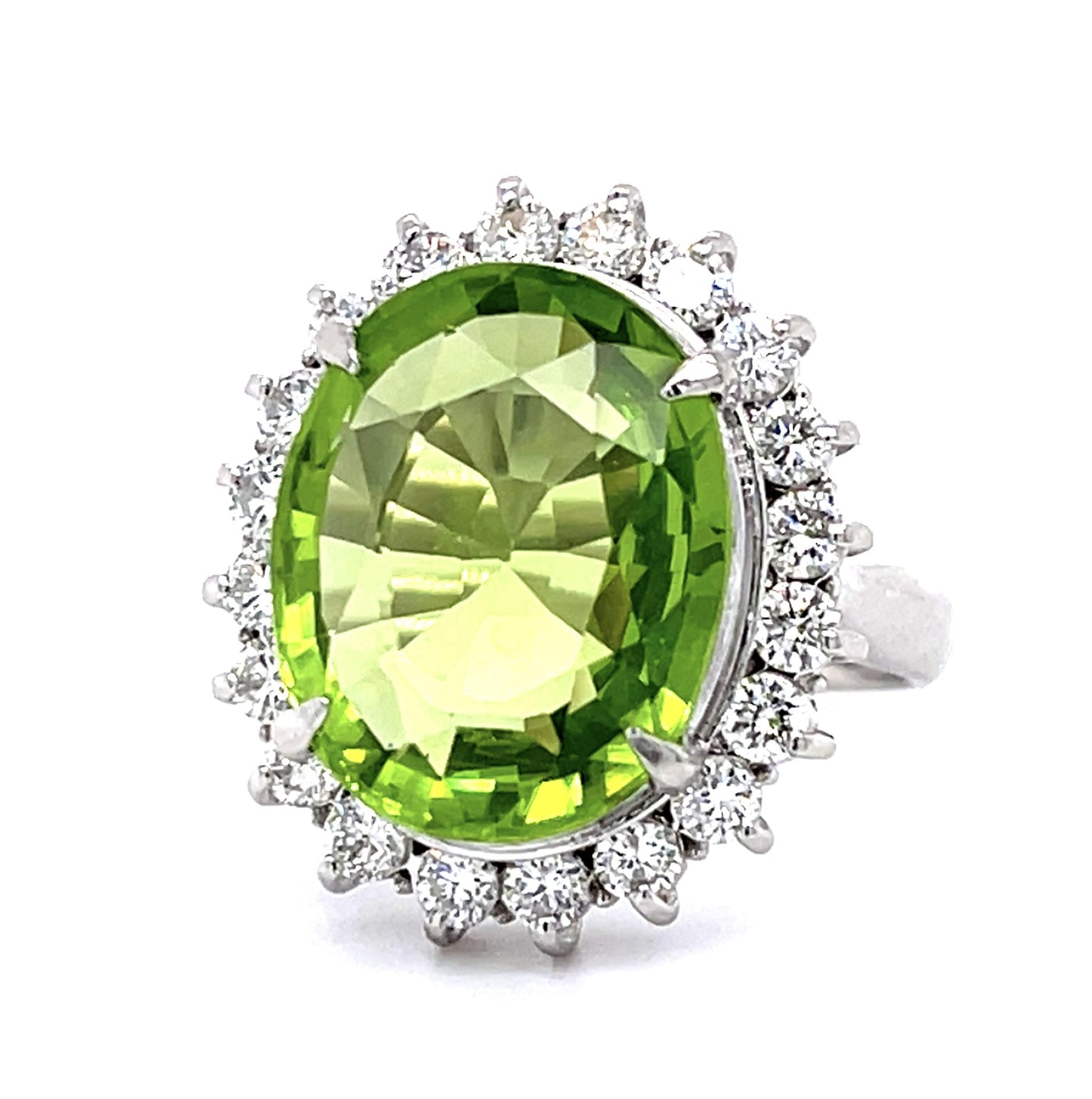 8.30ct Peridot .94ct Diamond Platinum Ring