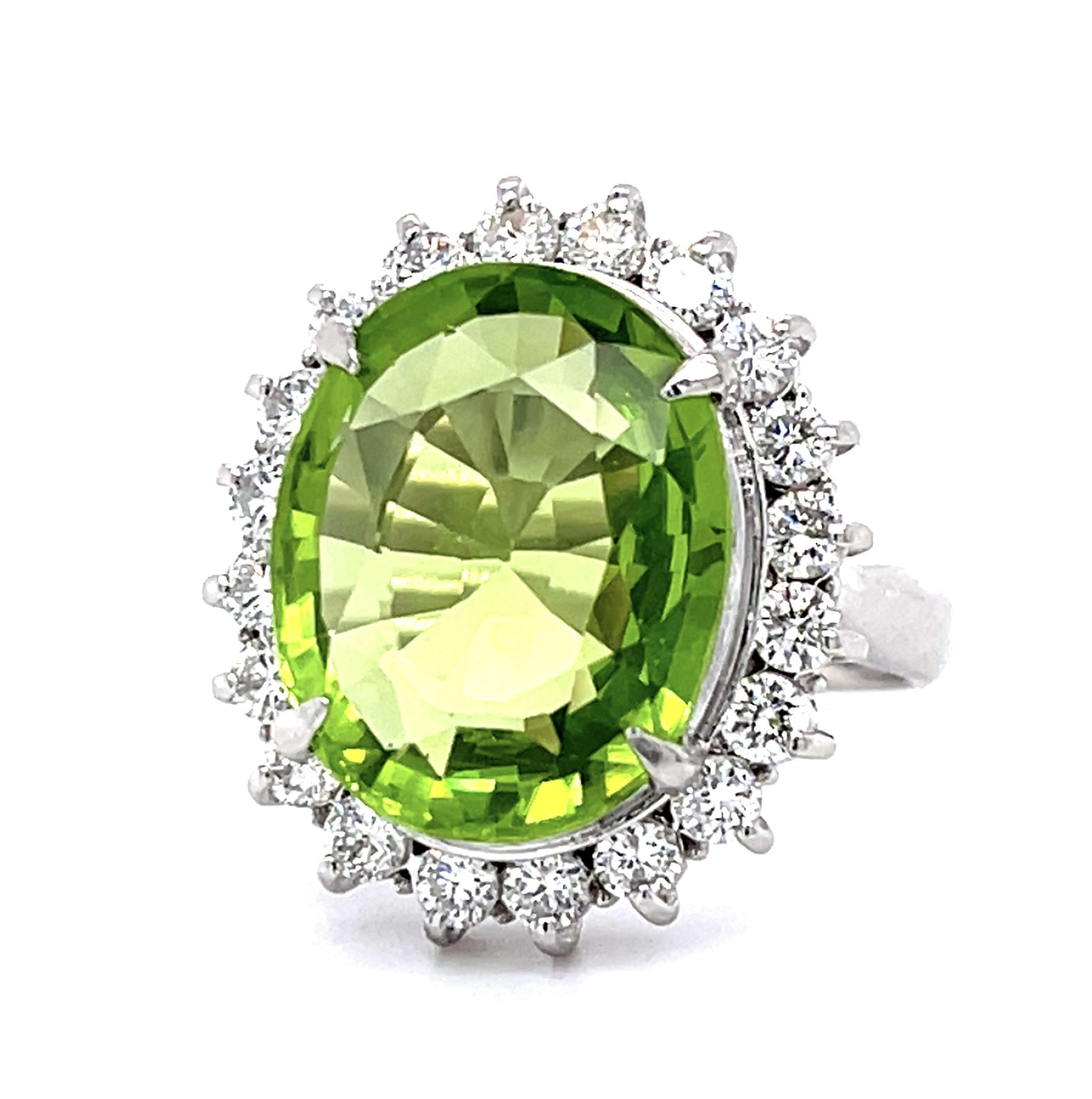 8.30ct Peridot .94ct Diamond Platinum Ring