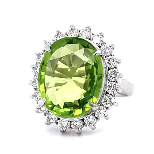 8.30ct Peridot .94ct Diamond Platinum Ring