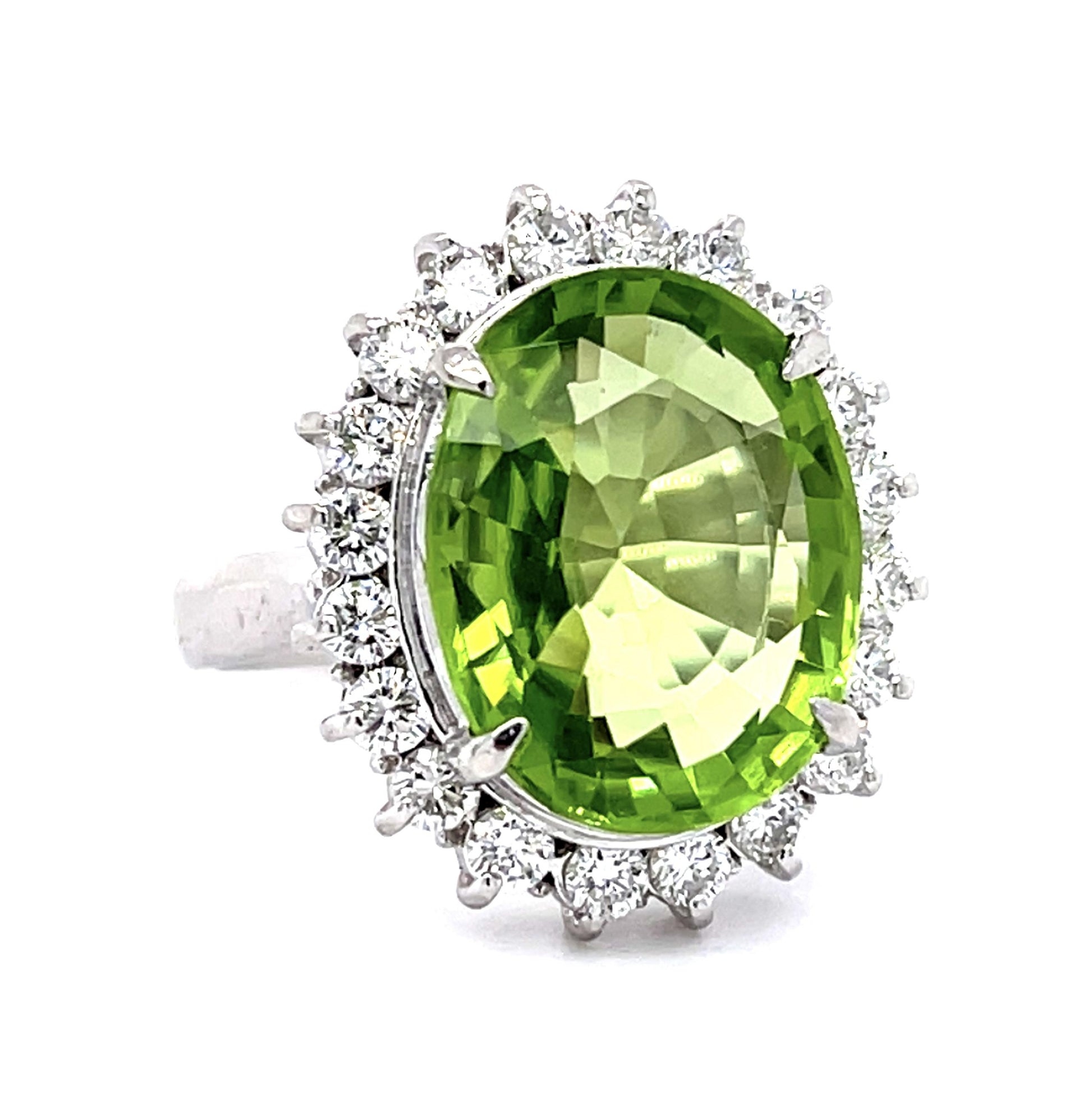 8.30ct Peridot .94ct Diamond Platinum Ring