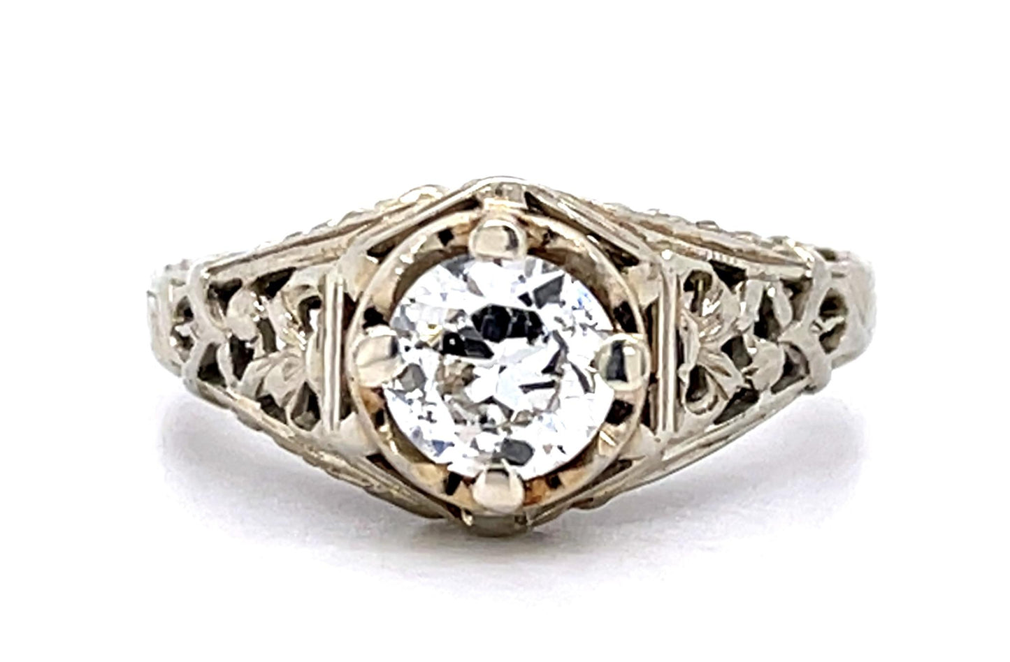 Art Deco .38ct Old European Diamond 14KW Ring (Vintage 1930s)