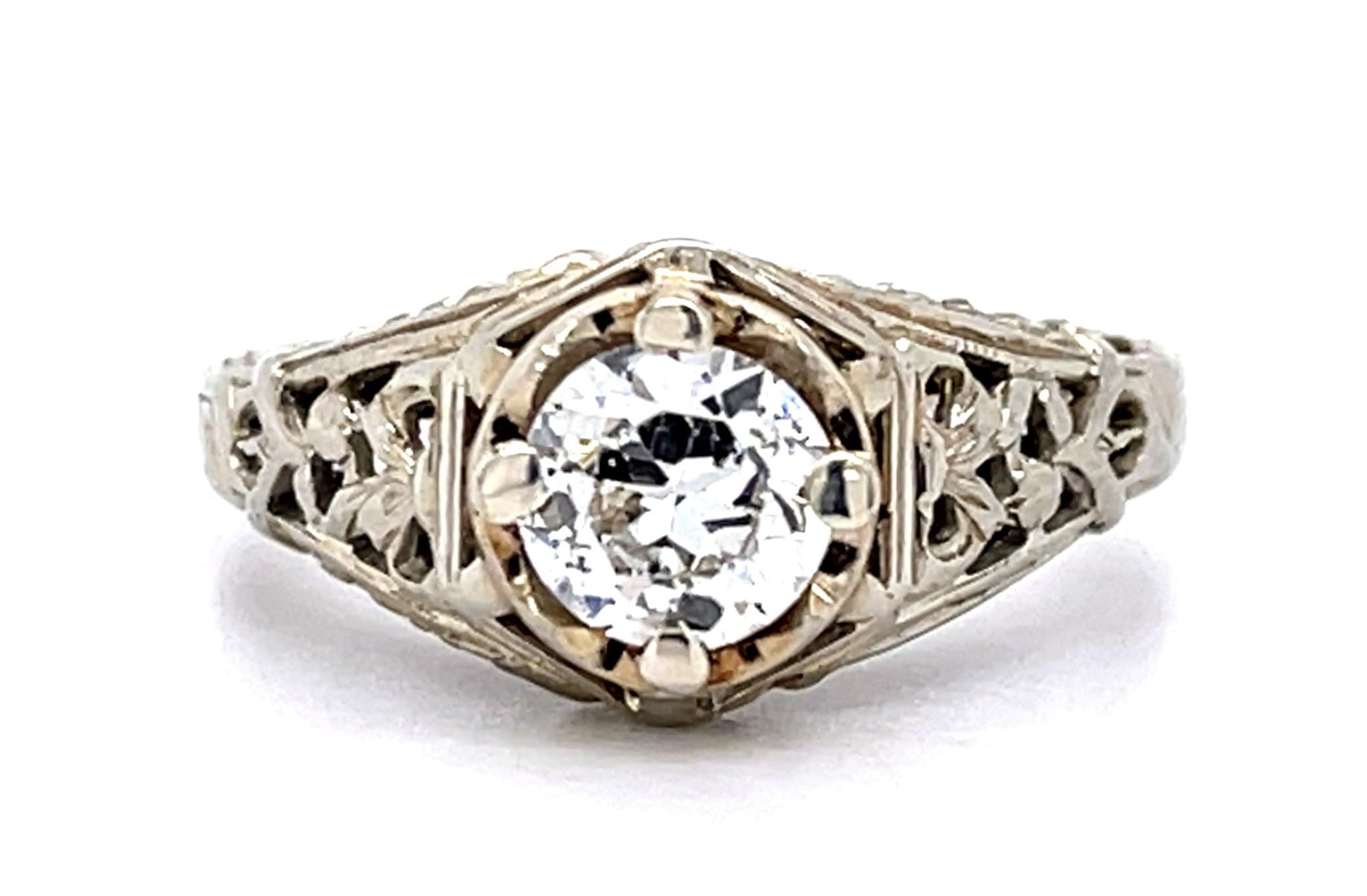 Art Deco .38ct Old European Diamond 14KW Ring (Vintage 1930s)
